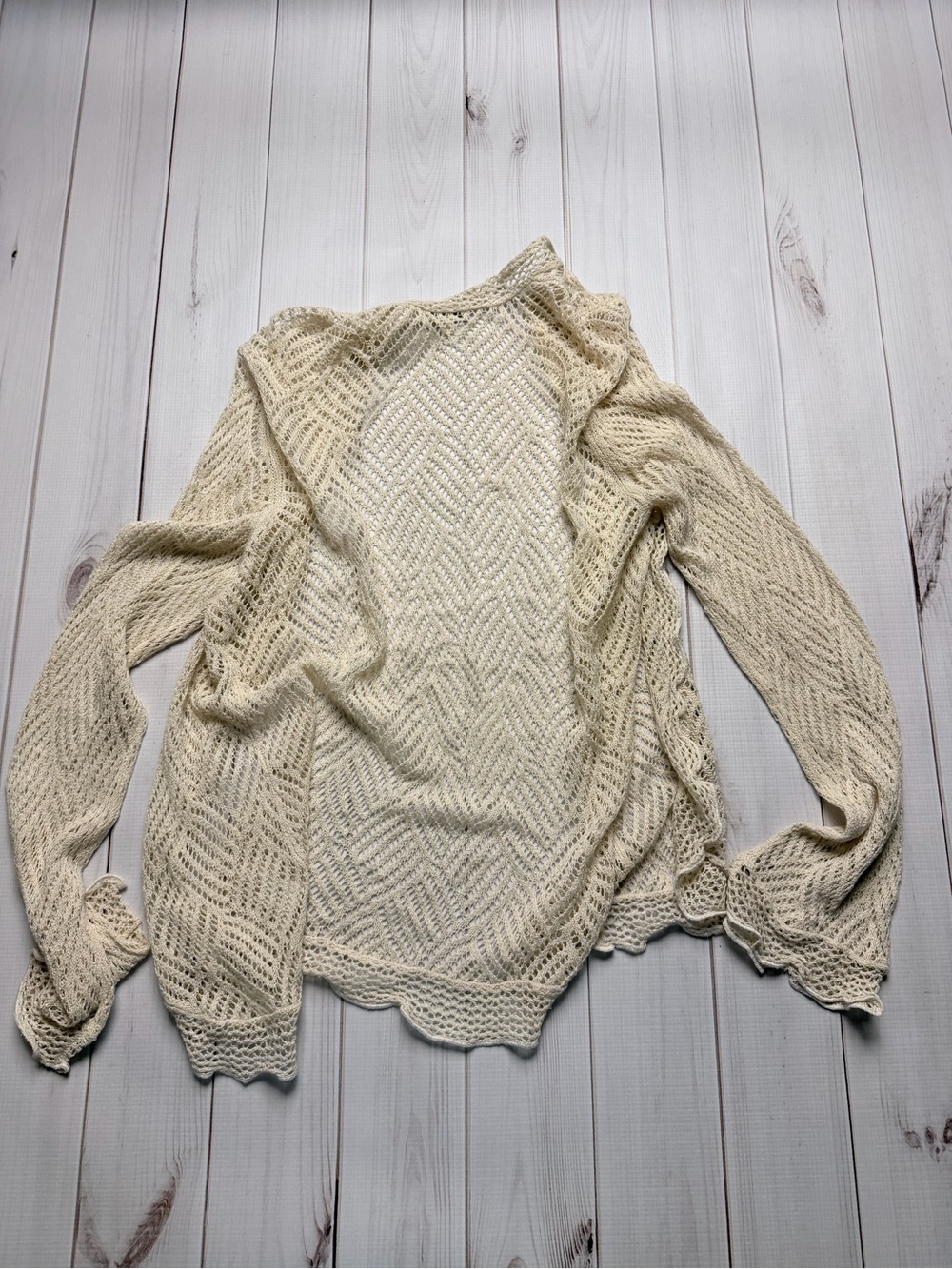 J. Jill Cream Open-Knit Lightweight Cardigan linen and silk - Picture 5 of 5